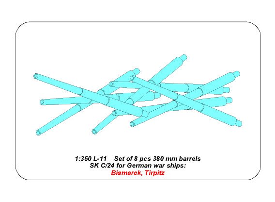 ABR-1:350-L-11  Дополнения для  Set of 8 pcs 380 mm barrels for German ships : Bismarck, Tirpitz  для  1/350