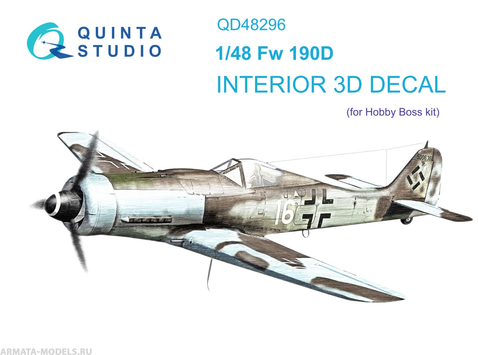 QD48296 3D Декаль интерьера кабины FW 190D-9 (HobbyBoss)