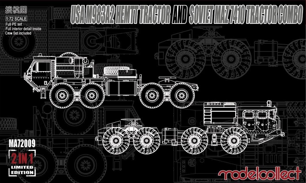 MA72009 USA M983A2 HEMTT Tractor and Soviet MAZ 7410 tractor COMBO 1/72