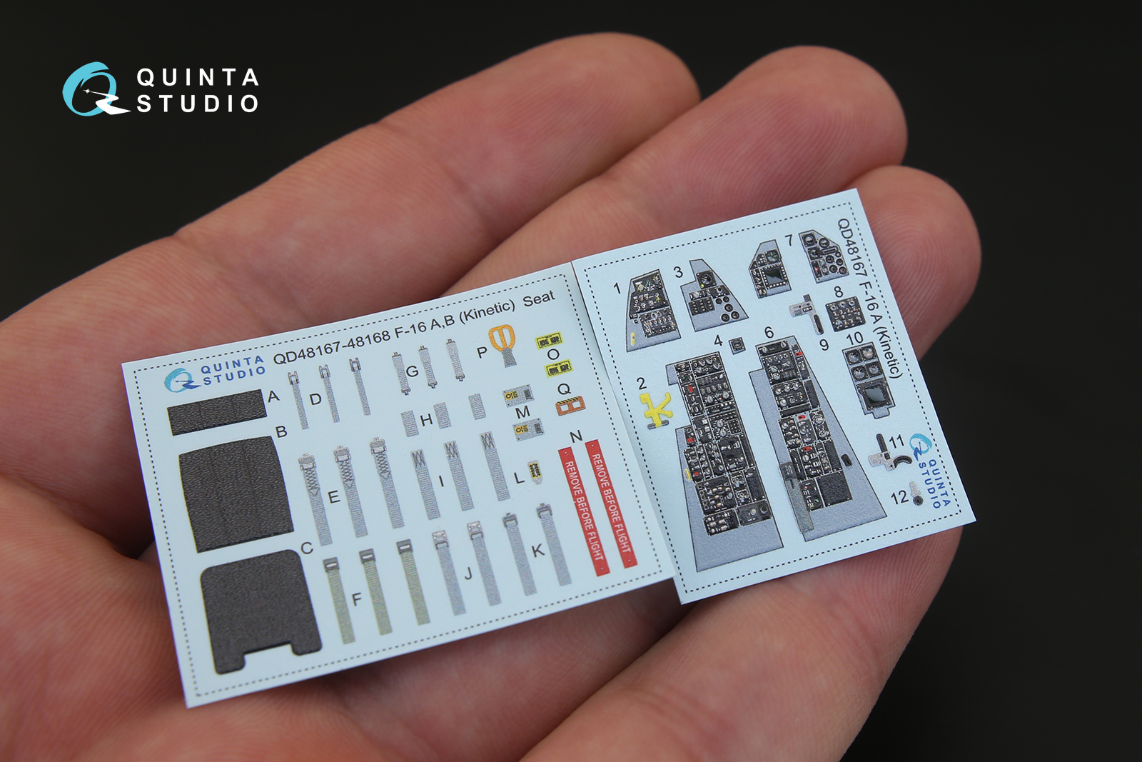QD48167 3D Декаль интерьера кабины F-16A (для модели Kinetic)