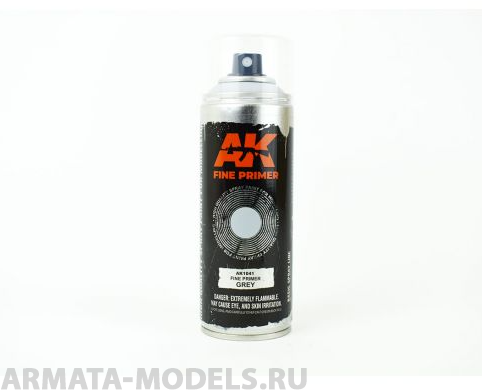 AK1041 Грунтовка в баллоне Fine Primer Grey Spray (USA/CA) 200ml