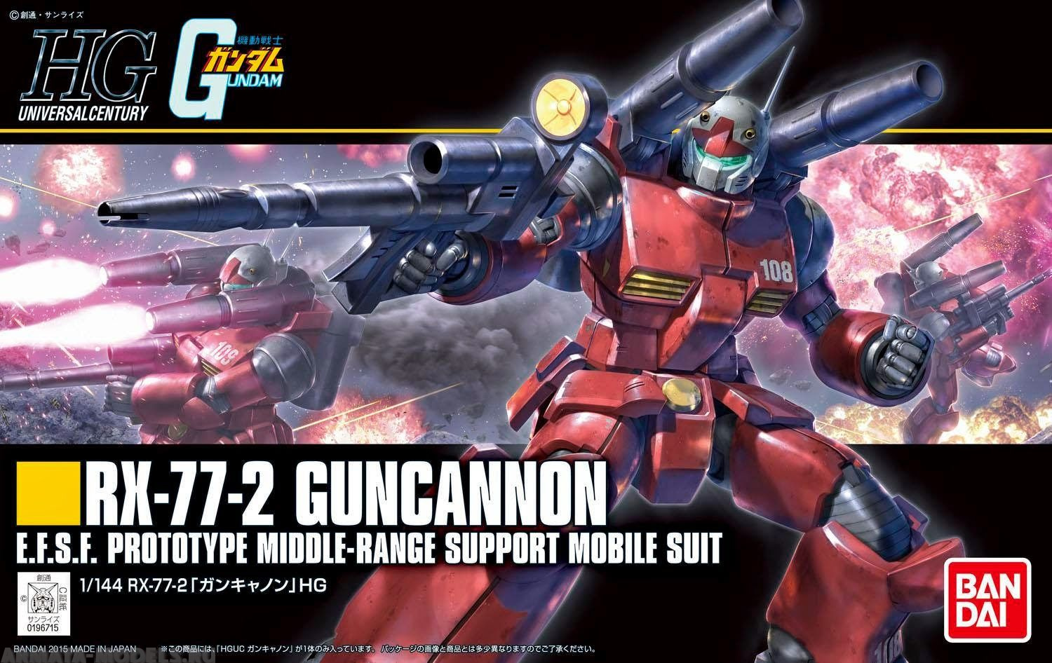 GUN0196715  BANDAI Сборная модель мобильного доспеха GUNDAM  HG 1/144 RX-77-2 GUNCANNON Bandai