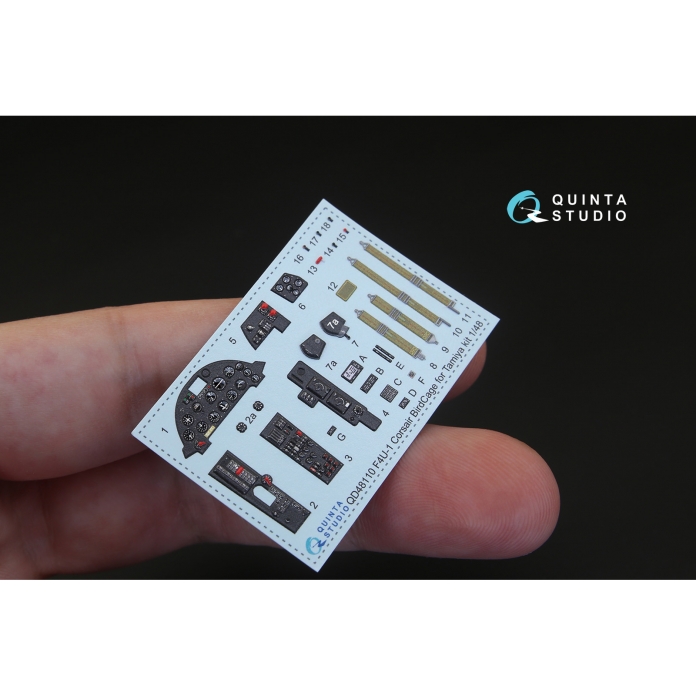 QD48110 3D Декаль интерьера кабины F4U-1 Corsair (Bird cage) (для модели Tamiya)