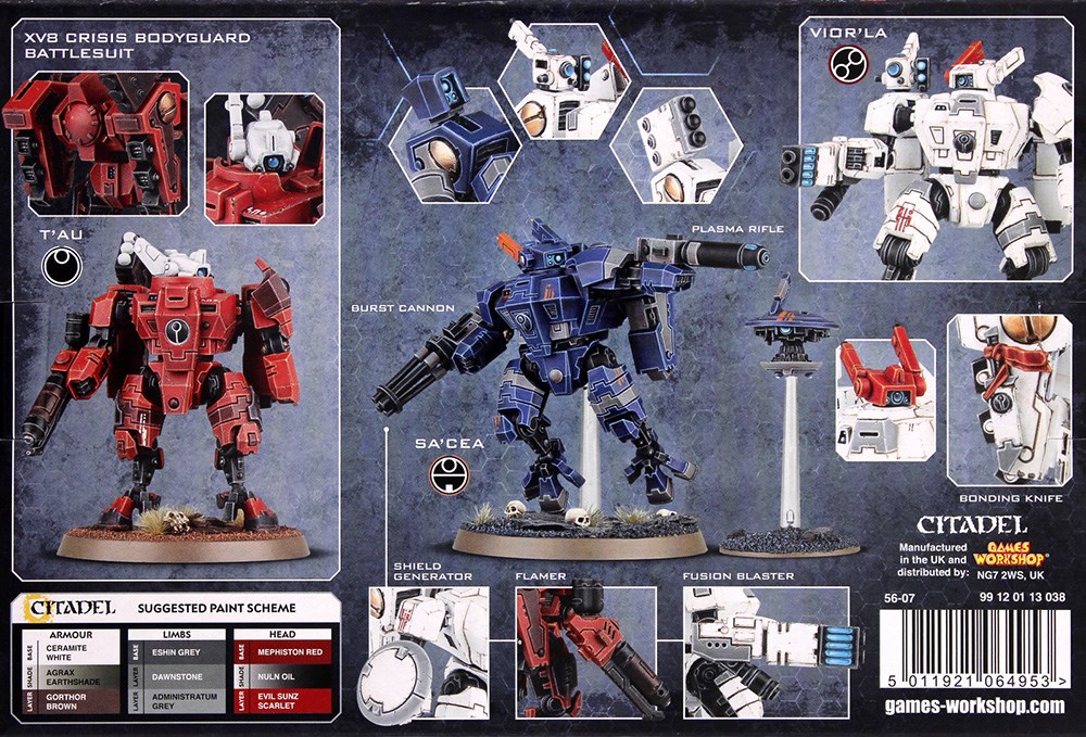 56-07GW Набор Империя Тау. Бронекостюмы XV8 Кризис (Tau Empire XV8 Crisis Battlesuits)