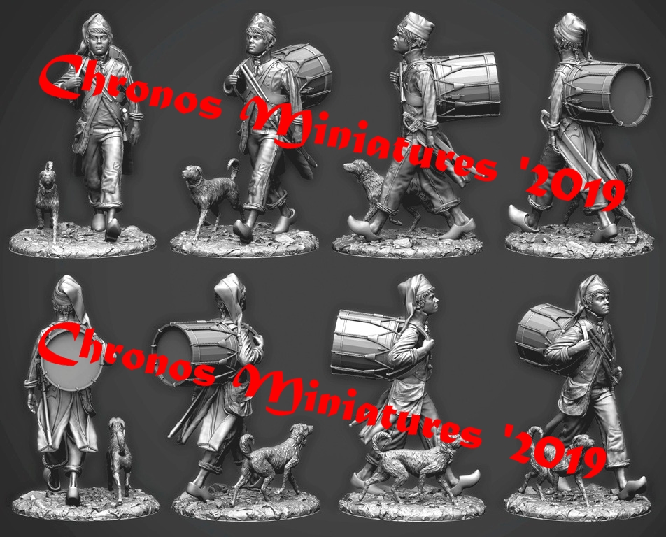 CHM-75030. Мальчик-барабанщик, Франция 1792-1800 гг. 75 мм. Материал - смола. Chronos Miniatures