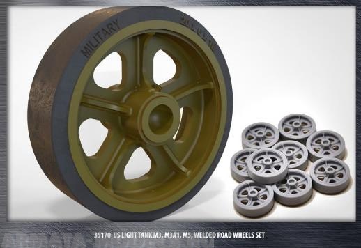 35170 US light tank M3/M3A1/M5 (Stuart), набор сварных катков for Tamiya, Academy, Italery, AFV Club,