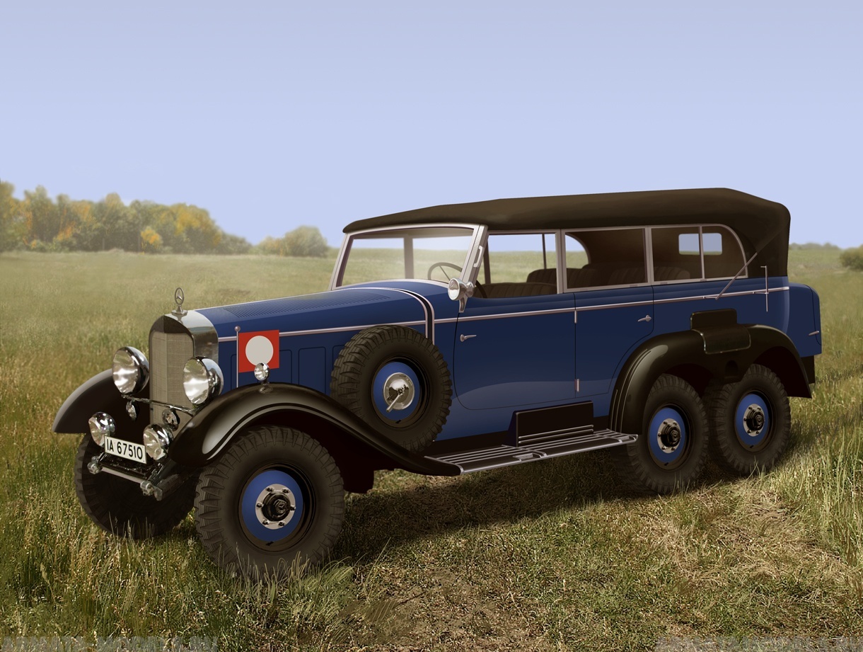 35532 Typ G4 (W31) с раскрытым тентом Германский пассажирский автомобиль II МВ ICM