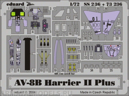 SS236 Фототравление AV-8B  Plus	 For Hasegawa Kit
