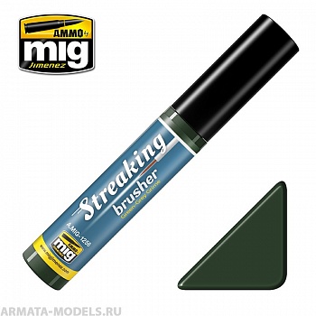 AMIG1256 Ammo Mig Жидкость для имитации подтеков с тонкой кистью-аппликатором Green-grey grime 17мл