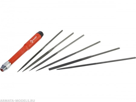 Набор ЗУБР МАСТЕР: Надфили с зажимной пластмассовой ручкой, 7 предметов