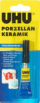 47695UHU КЛЕЙ ДЛЯ ФАРФОРА И КЕРАМИКИ СЕКУНДНЫЙ UHU 3Г БЛИСТЕР