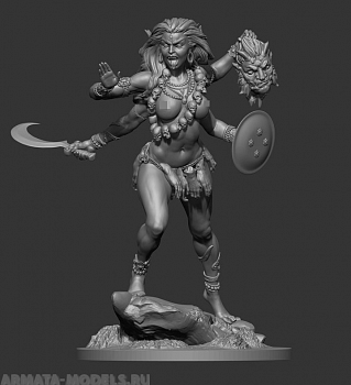 CHM-75019. Индийская богиня Кали. 75 мм. Материал - смола.