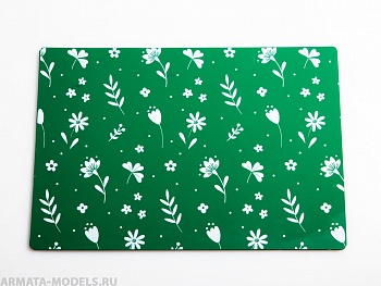 100140RK Коврик для резки А5, 3 слоя, зеленый, цветочки